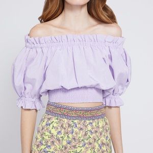 Alice + Olivia Off the Shoulder Peasant Blouse